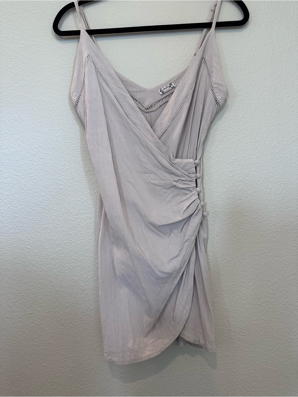 Free People Dylan Mini Dress Small Cream Ruched Wrap Bodycon Sexy